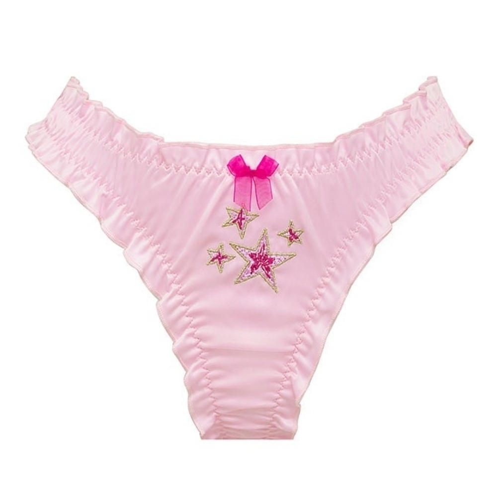 New! For Love‎ and Lemons Satin Ruffle Thong Panty
